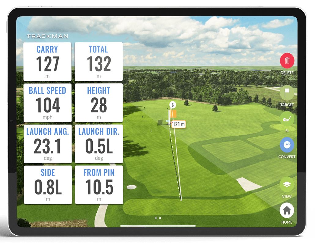 Golf shot tracking interface on tablet screen
