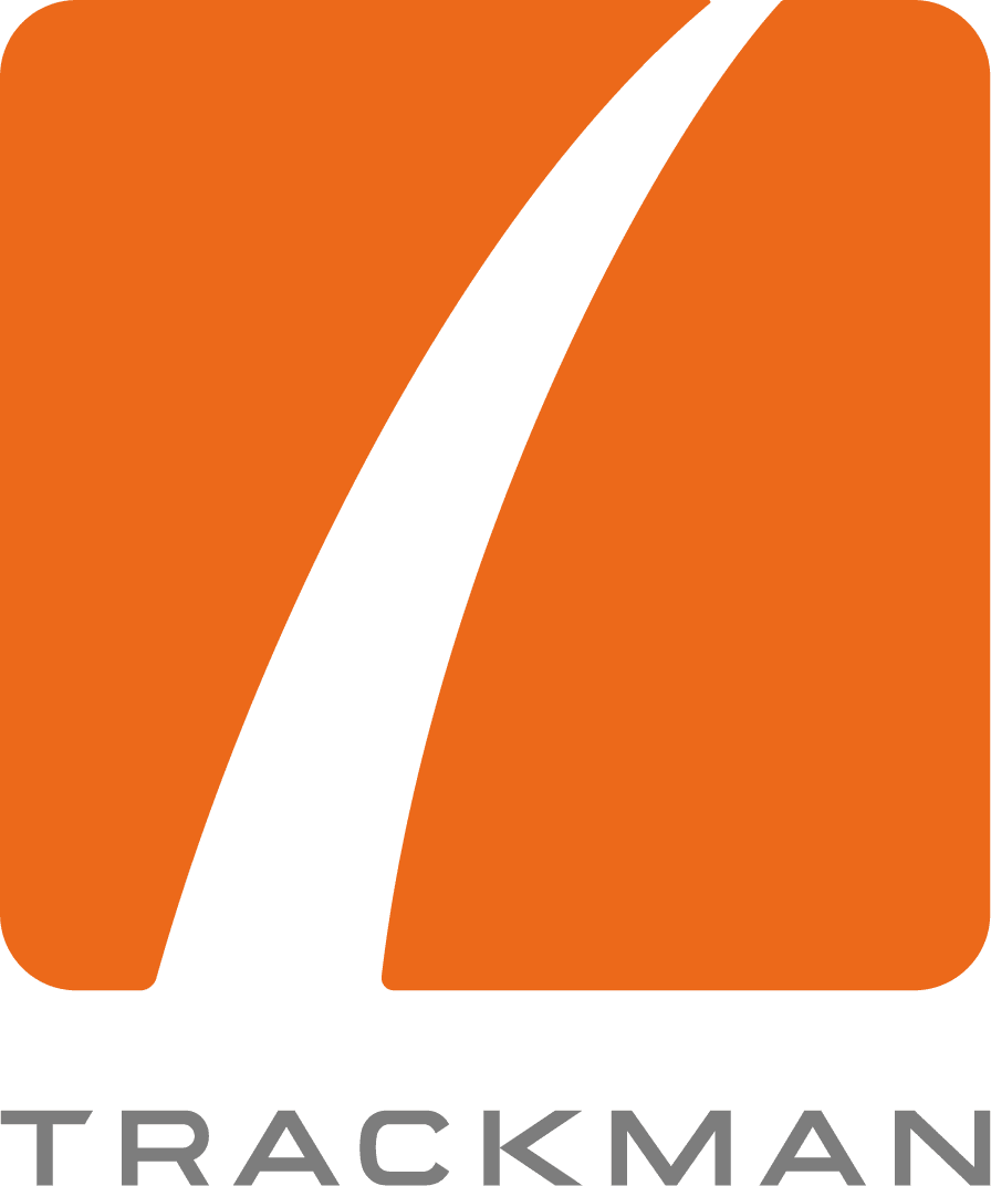TrackMan logo: orange square with black arc